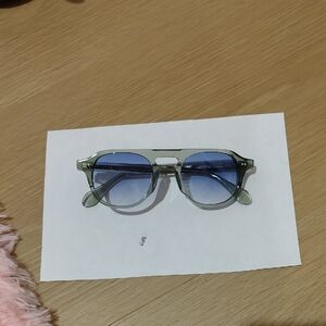 Green Transparent Frame Sunglasses with Blue Gradient Lenses
